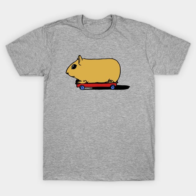 Cute Cartoon Guinea Pig / Hamster on Skateboard T-Shirt by softbluehum